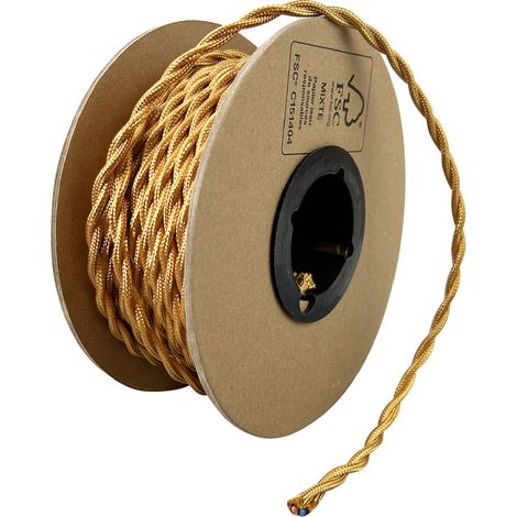 Bobine câble électrique torsadé  doré antique, long. 25m, diam.  6.2mm  - Tibelec (1/5)