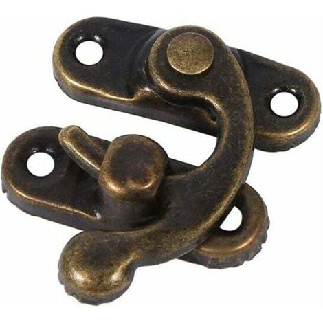 12x Antiker links/rechts verriegelbarer Hakenverschluss mit Schraubverschluss für DIY-Taschen, Holz, Schmuckkästchen, dekorative Geschenk-Weinkiste aus Holz (rechts - Dunkelbronze)