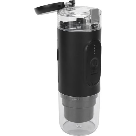 Cafetière portable de voyage compatible avec capsules et café moulu, chargement USB, idéale pour la voiture ou le bureau. (1/5)