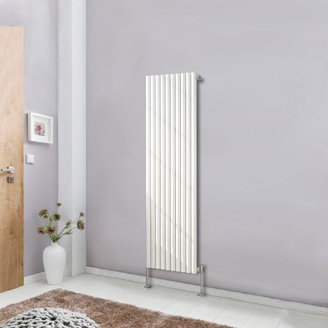 NRG Designer Radiator White Oval Column Central Heating Rads Vertical 1600x590mm Single