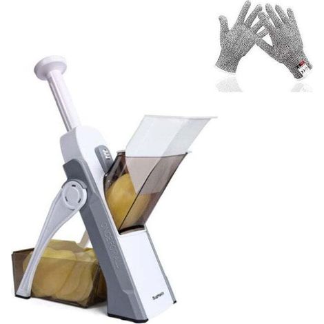 Mandoline de Cuisine Safety Slicer Manuelle Multifonction Tous Coupe Légumes Lame en acier inoxydable, Julienne, Cubes, Fcoupe Patate Frite carotte, Euroshopping - Gris (1/3)