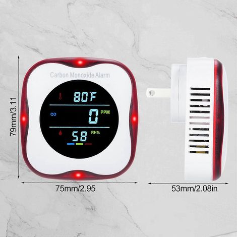 Détecteur de monoxyde de carbone mural 3 en 1 : détecteur de CO, hygromètre et thermomètre avec écran LCD (1/4)
