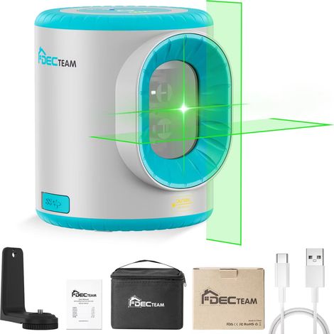 Niveau laser 2 lignes avec batterie Li-ion, faisceau à nivellement automatique, outil laser à lignes croisées (horizontales et verticales) (1/5)