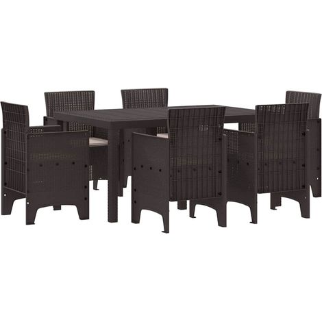 Ensemble de salle à manger pour jardin 7 pcs,Salon de jardin Marron Rattan Polt CFW16189 (1/5)