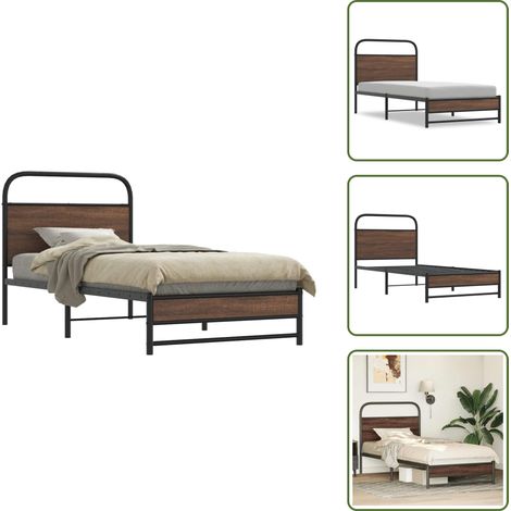 vidaXL Bettgestell ohne Matratze 90x190 cm Braun Eichen-Optik (1/5)