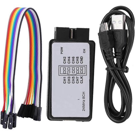 Mini 8-Kanal USB-Logikanalysator, 24MHz Speicher, tragbares digitales Testgerät mit mehreren Eingängen, kompaktes elektronisches Diagnosewerkzeug zur Fehlersuche in Schaltungen, leistungsstarkes Tasch (1/4)