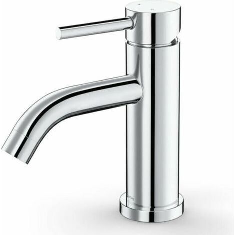 Robinet de salle de bain en acier inoxydable chromé, robinet mélangeur d'eau chaude et froide, facile à installer, dimensions hauteur 18,5 cm, longueur 19,3 cm. (1/5)