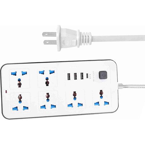 Multi prise avec 6 sockets AC 3 ports USB 1 port USB-C cordon 6 pieds pour bureau maison (1/5)
