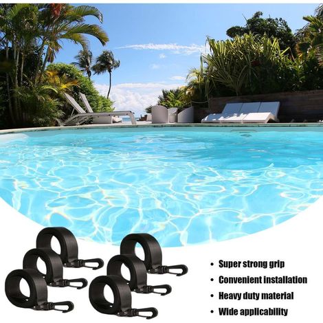 Set mit 6 Schutzgurten für Poolabdeckungen, Poolaufroller, Befestigungsgurte für Poolabdeckungen, Set mit 6 Befestigungsstreifen und Clips, einfach zu installierende Befestigungsgurte (1/5)