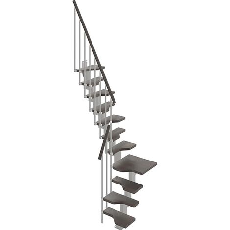 Escalier 1 quart tournant 11 marches - Hauteur à franchir de 2.41 à 2.85m - Largeur 61cm - Couleur wengé et gris - MINI61/L/SGMWEN-11
