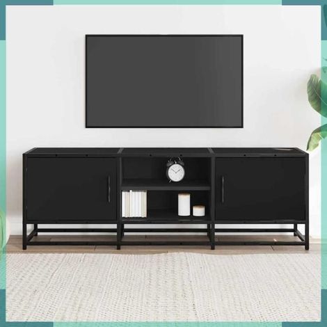 848839 Meuble TV noir 120x35x41 cm bois d'ingénierie et métal (1/5)