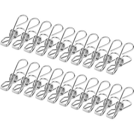 Pinces à linge et clips de chips, 100 pièces en acier inoxydable, 4,5 cm, pinces métalliques à forte adhérence pour fil à linge, cintres à chaussettes, cuisine, bureau