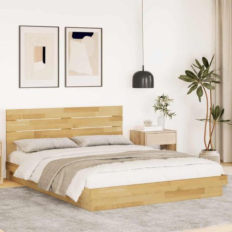 Massivholzbett mit Kopfteil ohne Matratze 160x200 cm Eichenholz