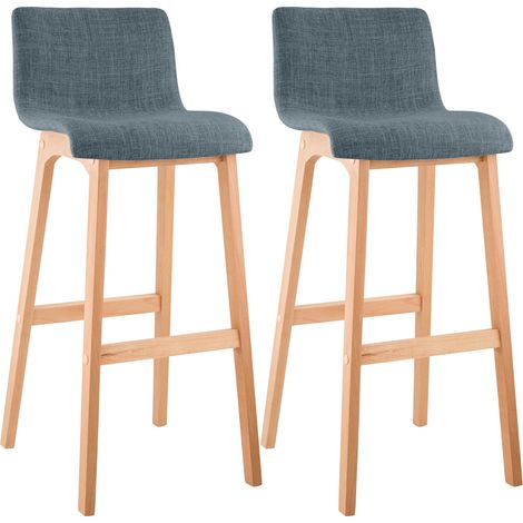 2er Set Barhocker Hover Stoff Vierfußgestell Natura blau