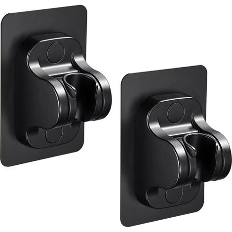 SHINING HOUSE Bohrfreier Duschhalter, selbstklebender Duschkopfhalter, abnehmbarer Wand-Duschkopfhalter mit verstellbarem Winkel, für Handbrause, 2 Stück (schwarz)