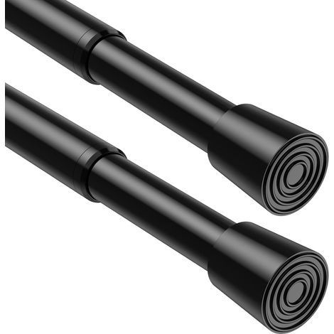 1 Tringle à rideaux, 70-100 cm, sans perçage, acier noir, ajustable, pour fenêtre, porte, placard (1/5)