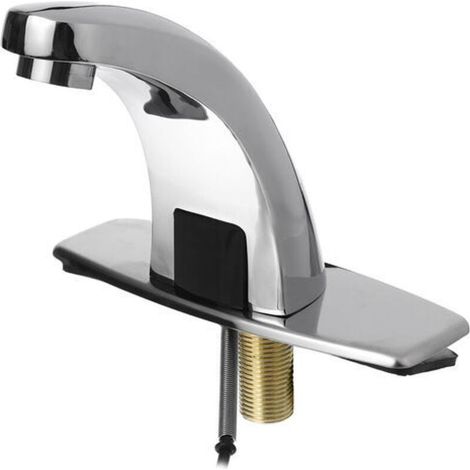 Infrarot-Sensor-Wasserhahn für Badezimmer, berührungsloser Waschbeckenhahn, galvanisiert und poliert, automatischer Mischer (1/3)