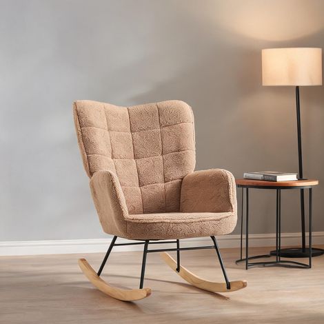 Fauteuil marron en revêtement bouclette 71 x 98 x 101 cm (1/5)