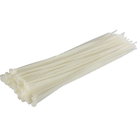 Lange, robuste silberne Kabelbinder, 370 mm x 4,8 mm, 100er-Packung, aus hochwertigem Nylon, 300 mm x 3,6 mm Reißverschluss, weiß