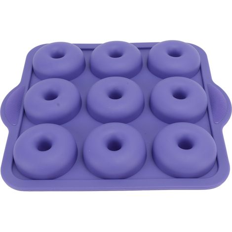 Moule à donuts en silicone à 9 cavités, antiadhésif, résistant à la chaleur, idéal pour gâteaux, biscuits, bagels et muffins, bleu royal. (1/5)