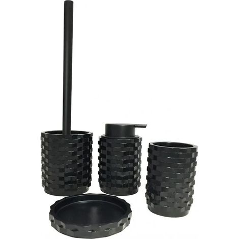Set 4 accessoires salle de bain noir - WENDY