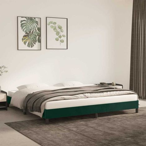 Cadre De Lit Moderne: King Size - Lit Double - Vert foncé 200x200 cm Velours Chic-136007 (1/5)
