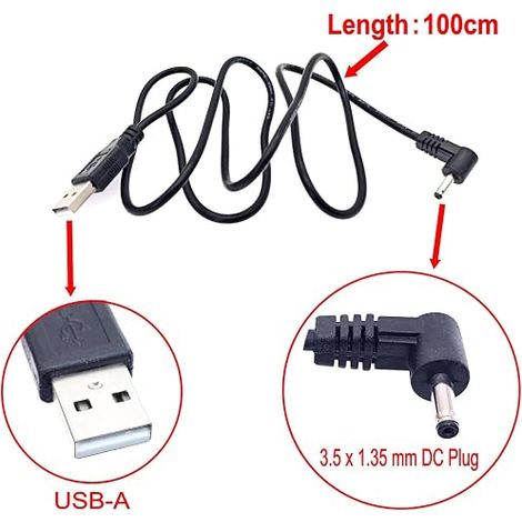 JZK 1m USB to DC 5V Power Cable with Angled Plug 3.5x1.35mm USB to DC 3.5mm Charging Cable for Electric Toothbrush Charging Cable (1/4)