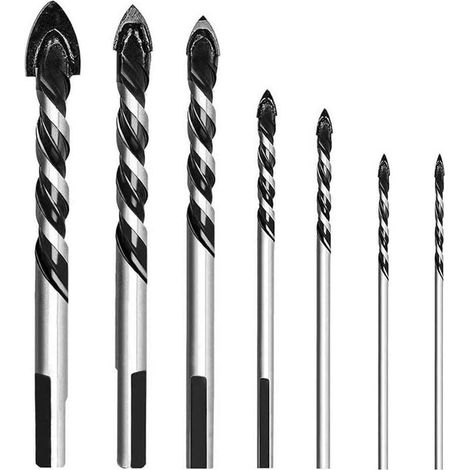 Lot de 7 forets de maonnerie en carbure de tungstène pour porcelaine,céramique,verre,béton,plastique,mur de brique,maonnerie (3 4 5 6 8 10 12 mm) (1/5)