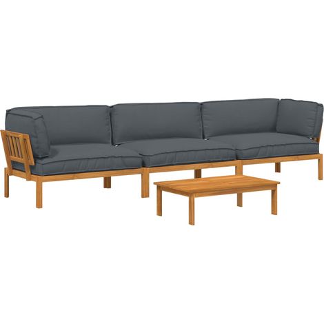 Set di divani 4 pz Antracite Legno di Acacia Massello vidaXL (1/5)