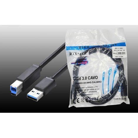 MaxTech - Cavo Stampante Usb 3.0 Tipo A Maschio Usb 3.0 Tipo B Maschio 1.5mt Maxtech Ca-3bm1.5m -