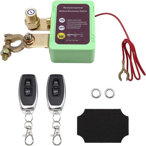 Interrupteur de déconnexion de batterie télécommandé 12 V/24 V 240 A, interrupteur d'arrêt automatique pour batterie de voiture (vert)