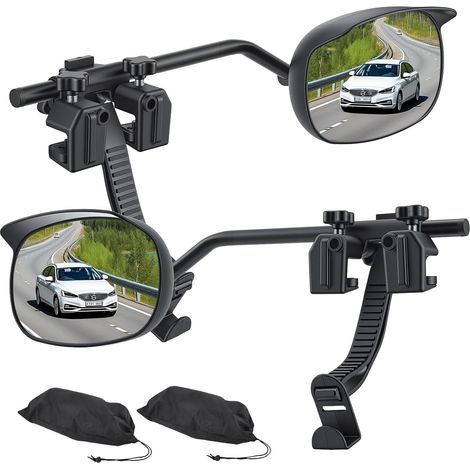 Rétroviseur de caravane, lot de 2, rétroviseur extérieur universel, rétroviseur de remorquage avec protection contre la pluie, pare-soleil, rétroviseur supplémentaire pour caravane, camping-car, tous (1/5)