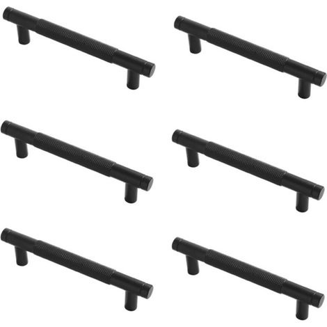 Gerändelte Möbelgriffe, Küchenschrankgriffe, Schubladengriffe, 96 mm Lochabstand, 6 Stück (schwarz) (1/5)