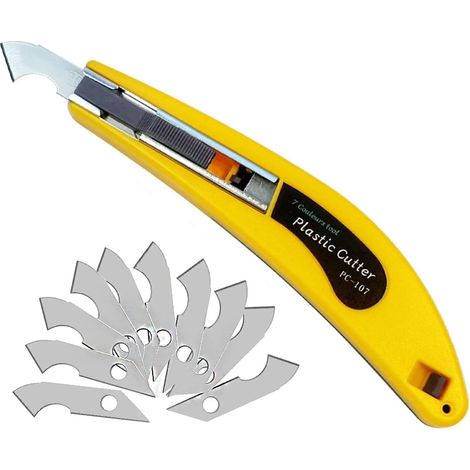 Cutter Outil de Couteau à Crochet de Feuille Acrylique Cutter Coupe Verre Decoupe Couteau Utilitaire Coupe Acrylique 30 Lames Rechange (1/5)