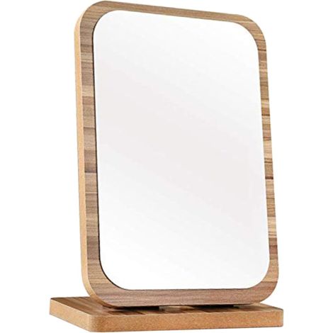 Miroir De Maquillage Élégant Et Pliable Grand Miroir De Bureau en Bois Et Verre pour La Routine (1/5)