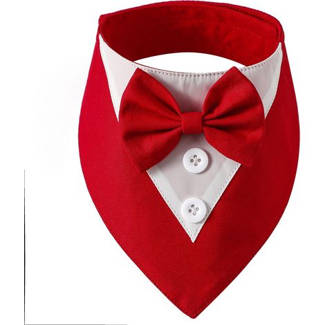 Bandana Chien - Collier Avec Noeud Papillon - Costume Formel Pour Fête Ou Mariage - Réglable - Rouge - 1 Pièce (1/5)