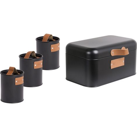 Brotdosen- und Vorratsdosen-Set 4-teilig REVERIE Metall Schwarz