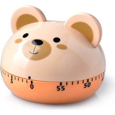 Minuteur mécanique de cuisine forme d'animaux dessin animé, précision 60 minutes, minuteur manuel pour étudiants, petit ourson (1/5)