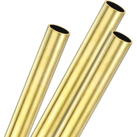 3pcs Brass Tube Straight 12mm OD x 200mm Length 1mm Thick H62 Brass Rod Round Bar for Construction, Machining, DIY, Handmade Projects, Model (1/5)