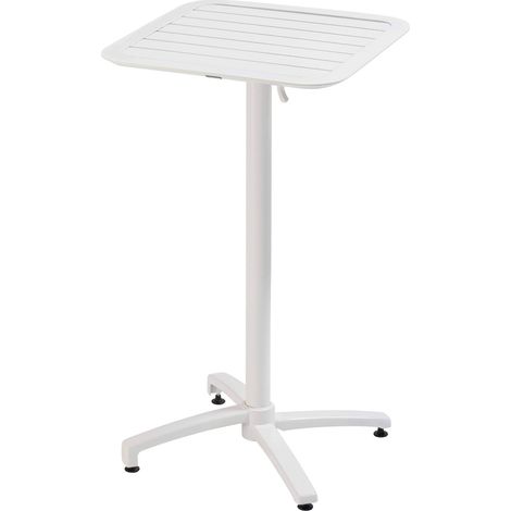 Table haute 60x60 cm inclinable de terrasse en aluminium blanc