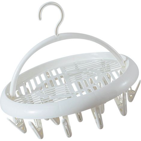 Étendoir à linge rond en plastique avec pinces pour chaussettes et sous-vêtements, blanc (1/5)
