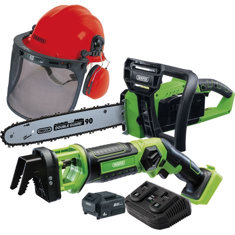 Draper 2-Piece D20 Cordless Garden Saw Kit with Forestry Helmet and Safety Gear (1/5)