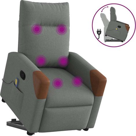 Massagesessel mit Aufstehhilfe Dunkelgrau Stoff