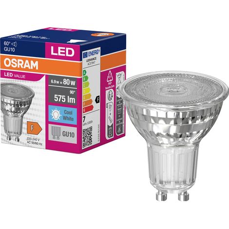 OSRAM HOMELIGHTING 4058075096783 LED CEE F (A - G) GU10 réflecteur 6.9 W = 80 W blanc neutre (Ø x H) 50 mm x 50 mm 1 pc(s) Q519133 (1/5)