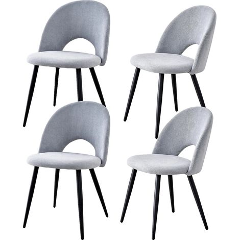 Chaise de Dîner, Design Minimaliste Moderne, Assise Confortable, Gris (1/2)