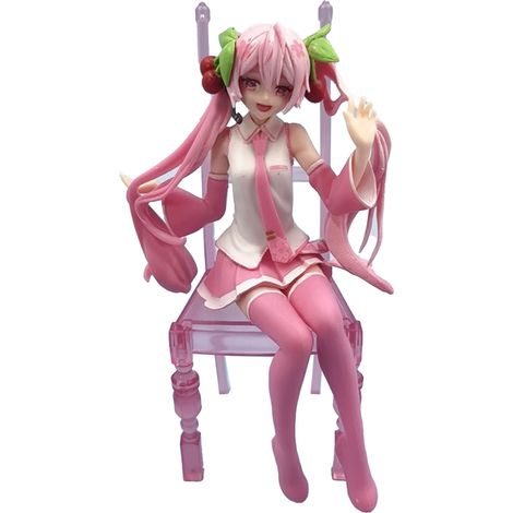 Figurine Animé Fille Décorative Collection Ornement avec Chaise Rose pour Bureau Décoration (1/5)