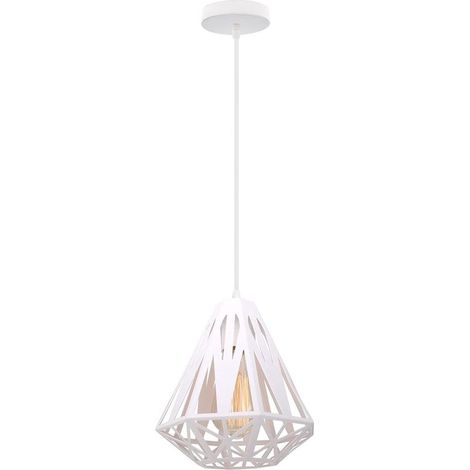 Plafonnier Vintage Industrielle 20CM Blanc Lustre en Fer Cage Abat-jour Lampe de Plafond E27 Éclairage Décoration Suspension Luminaire pour Chambre Entrée Couloir Bar Restaurent (1/5)