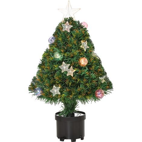 HOMCOM 2FT Pre-Lit Artificial Fibre Optic Christmas Xmas Tree Lights Decoration (1/5)