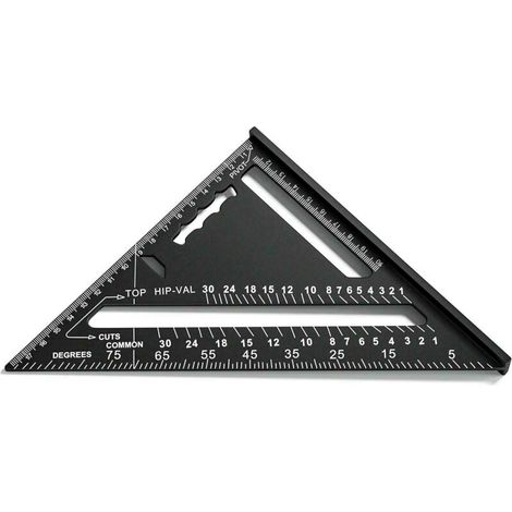 180 mm équerre de Charpentier Noir, Métrique Triangle Règle en Alliage d'Aluminium, de 90 Degrés Triangle Rapporteur, de Haute Précision, de Charpentier, de l'Angle pour les Charpentiers, les Couvreur (1/5)