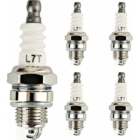 Kaelt - 5 Pices Bougie d\'Allumage L7T Trononneuse Tondeuse Gazon Petit Moteur Accessoire Pices Compatible Bougies d\'Allumage de Rechange pour Dbroussailleuses et Trononneuses Remplace (1/4)